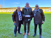 Bath City Football Chairman Paul Williams receives donation from Steve Irving and