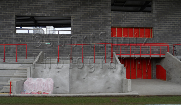 New dugouts and tunnel area in progress. Ebbsfleet United v Dartford