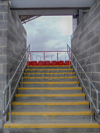 Up the stairs to the new seating. Ebbsfleet United v Dartford