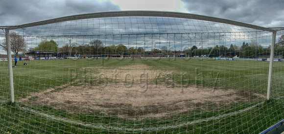 Hungerford Town pitch and sandy goal area