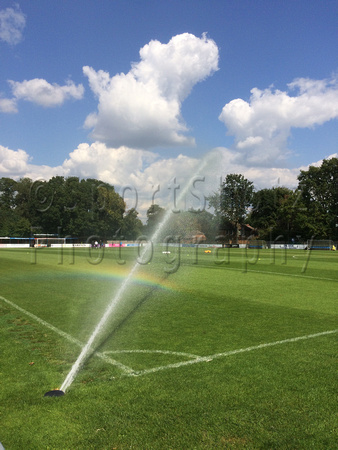 Watering the pitch at Hampton & Richmond v Dartford