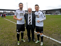 Dartford v Whitehawk. Andy Pugh and Ronnie Vint receive 100th Appearance awards.