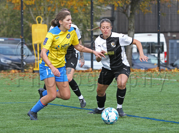 12 November 2023. Dartford Women win 3:1 against Abingdon in the Women's FA Cup 1st Round Proper (Emily Vaughan, Jo Woodgates, Lizzie Adams).