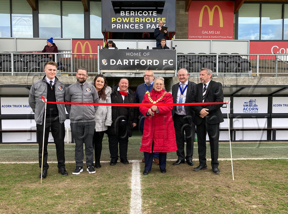 24 February 2024. Dartford Mayor Cllr Rosanna Currans cuts the ribbon to open the McDonalds stand.