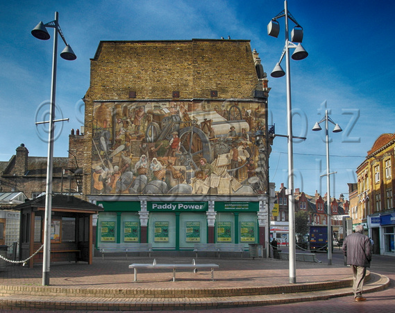 One Bell Corner and mural after scaffolding removed, November 2016